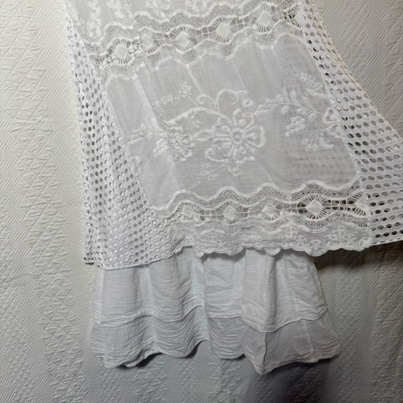 Christina Vergani Mini Sun Dress Cotton White Lace Embroidered Small Italy Cool - Picture 7 of 9